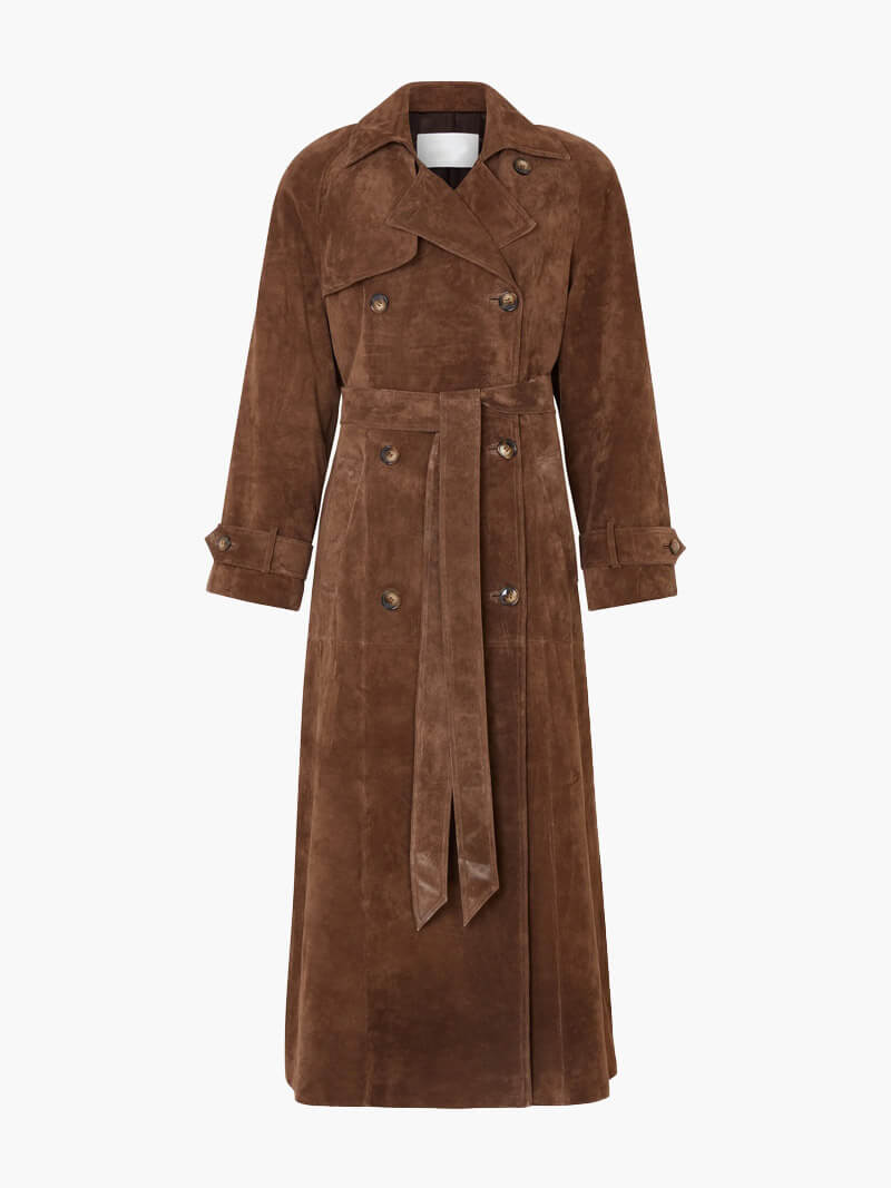 Solana - Suede Leather Trench Coat